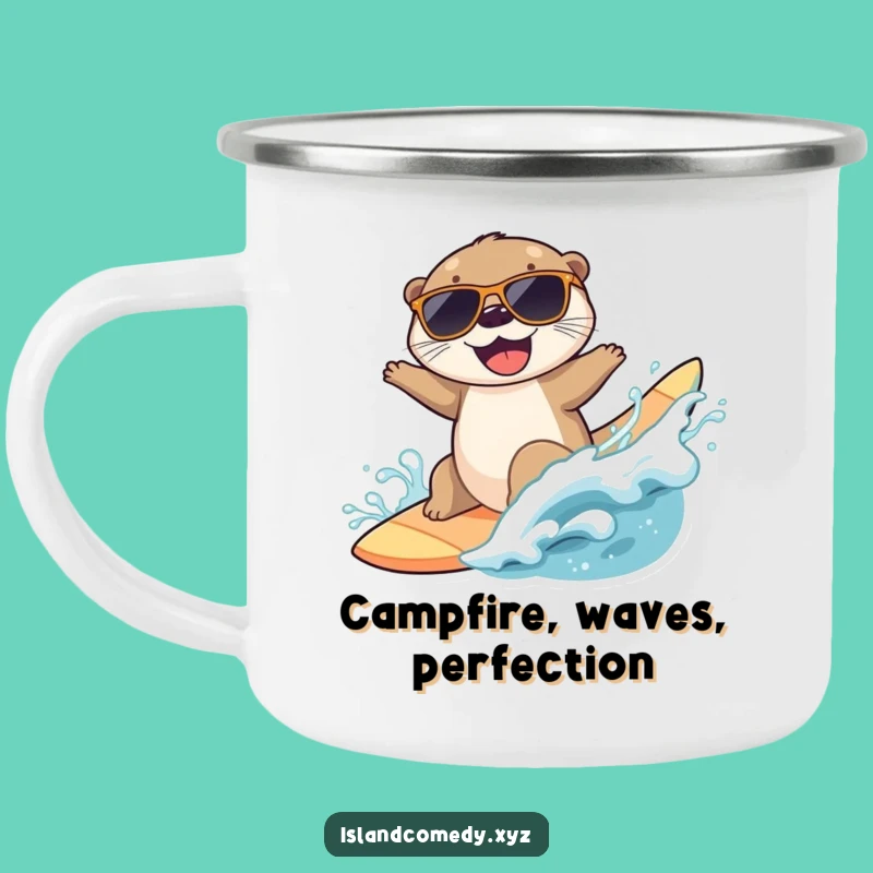 Funny Otter Surfing Camping Mug: Adventure Fuel for the Coolest Campers