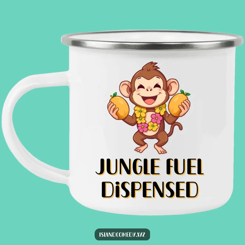 Funny Monkey Juggling Camping Mug: Tropical Adventure Fuel