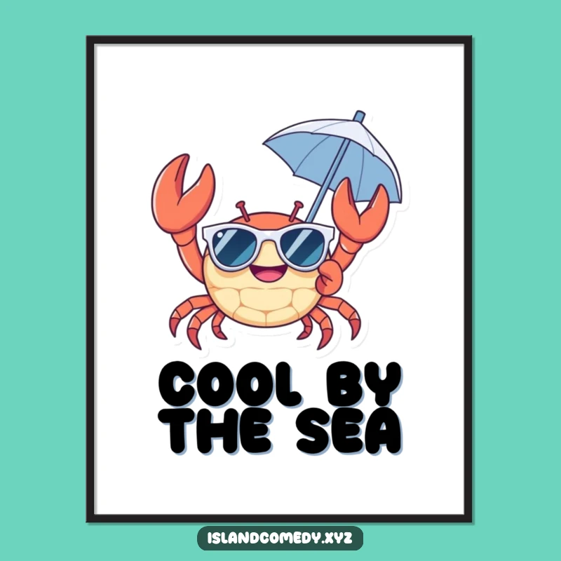 Funny Crab Beach Digital Art Print - Instant Vacation Vibes