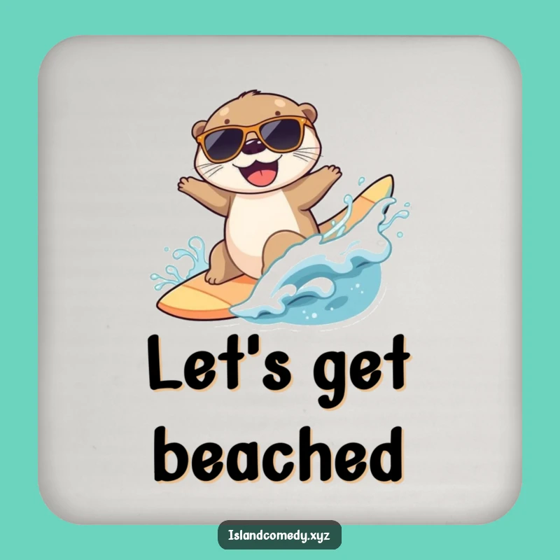 Funny Otter Surfing Drink Coasters: Protect Surfaces with Ocean Style