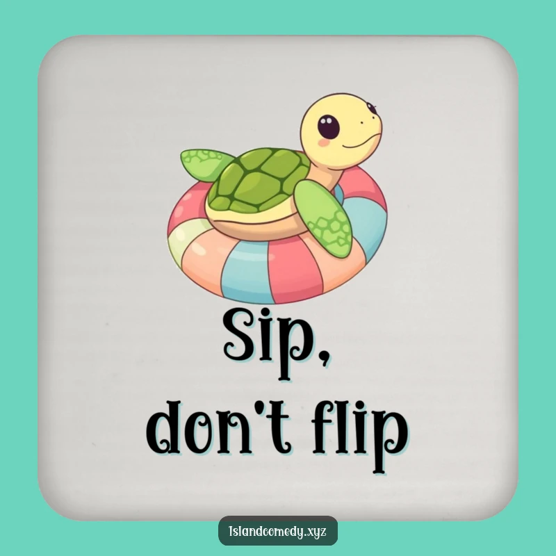 Funny Sea Turtle Inner Tube Drink Coaster: Hilarious Table Protection & Gift