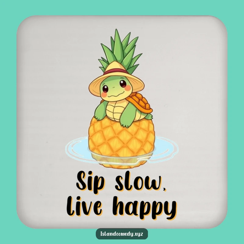 Funny Turtle Pineapple Drink Coasters: Protect Surfaces with Tropical Chill