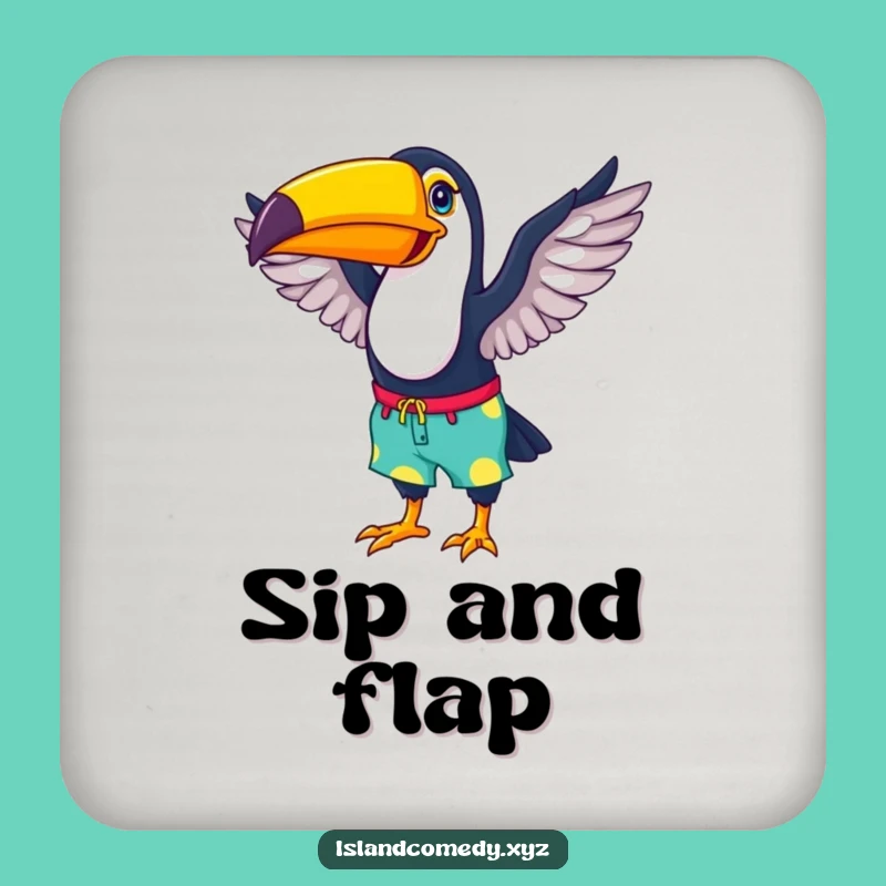 Funny Toucan Beach Drink Coasters: Protect Surfaces with Tropical Style