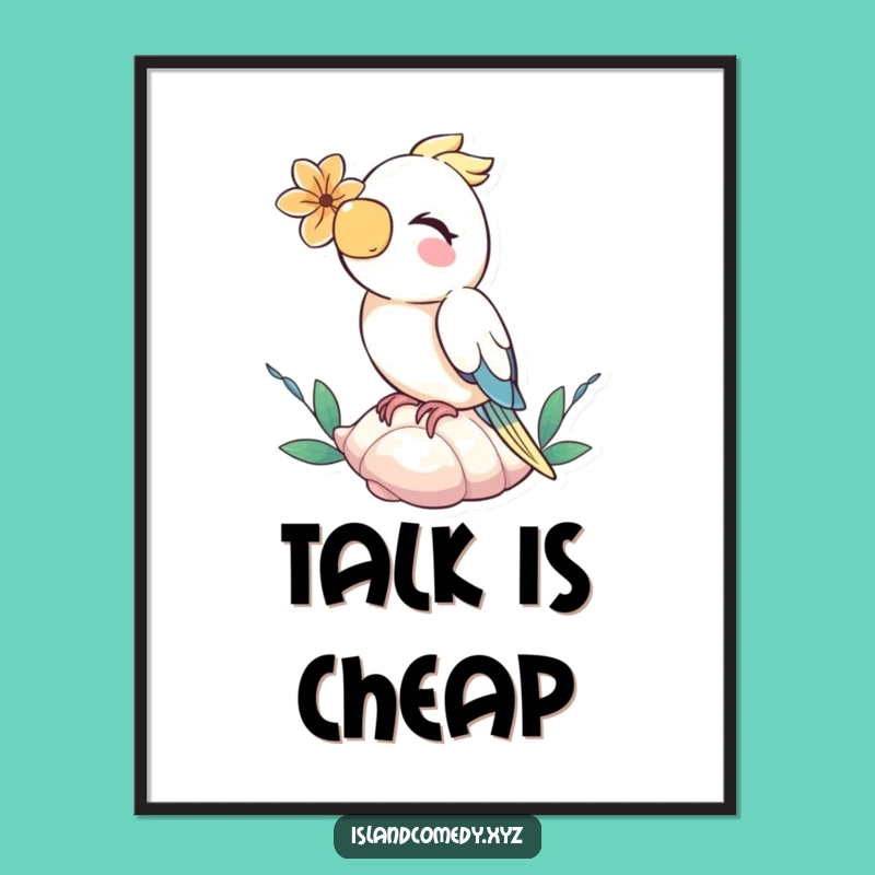Funny Parrot Seashell Poster: Giggling Tropical Art & Hilarious Decor