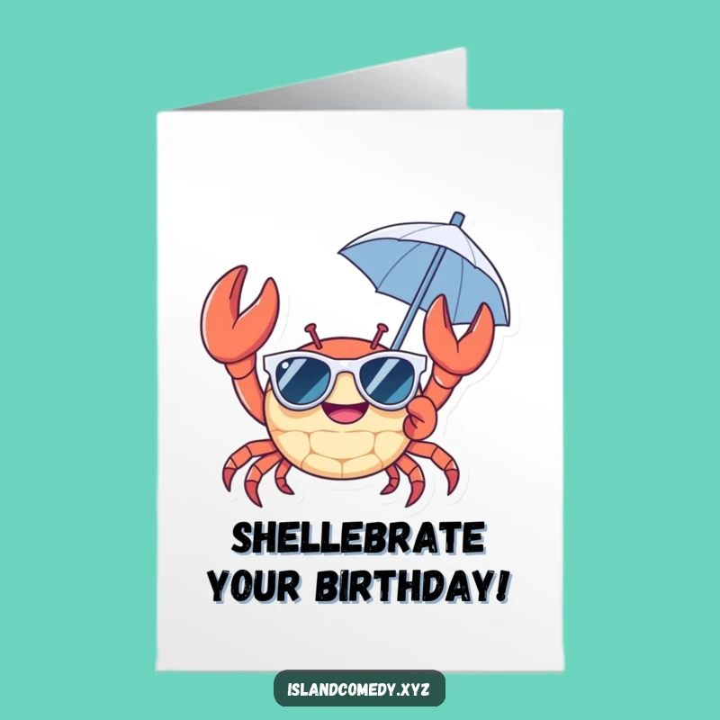 Free Printable Birthday Card: Sunny Crab Party Vibes Downloadable Gift
