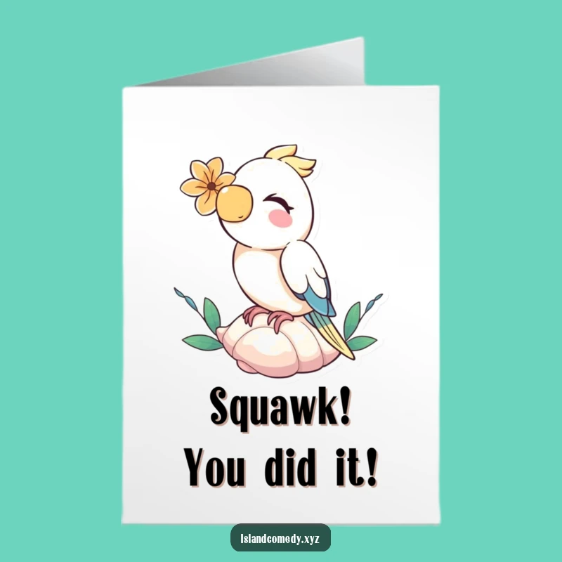 Free Printable Congrats Card: Parrot's Cheerful Message - Celebrate Vibrantly
