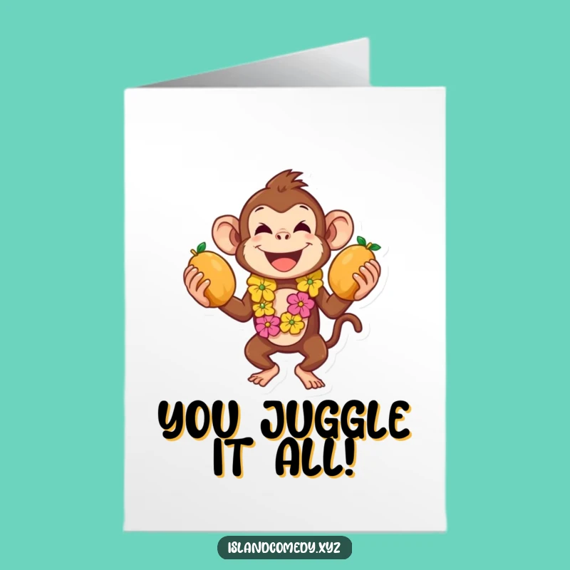 Free Printable Congrats Card: Juggling Monkey Fun - Downloadable & DIY