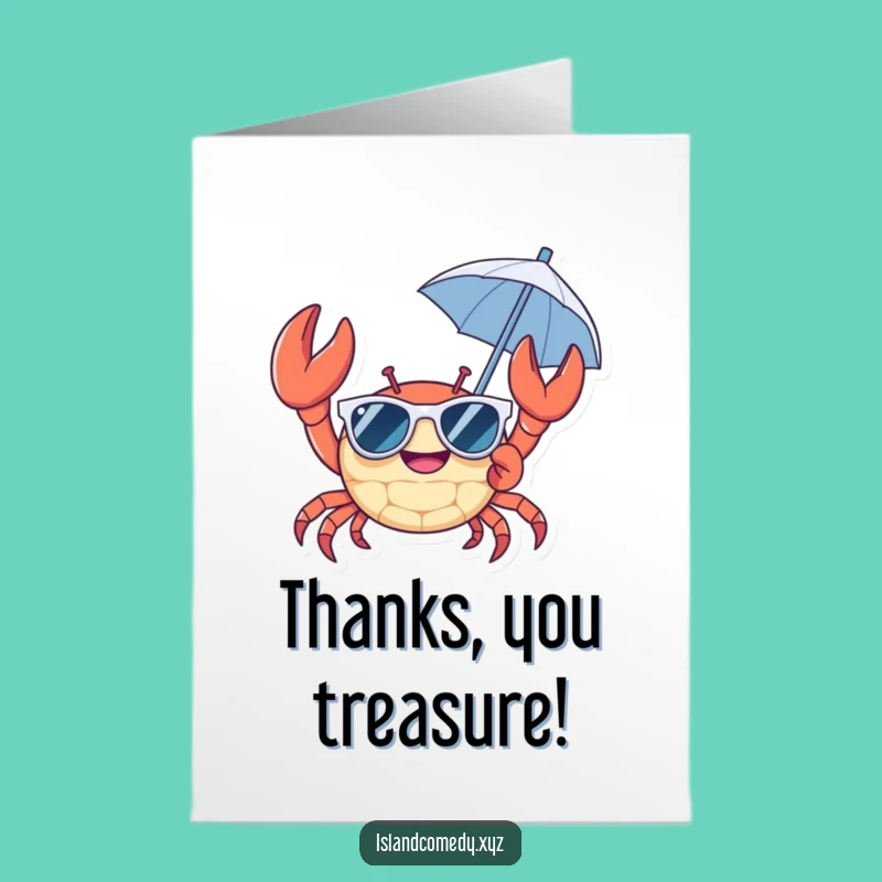 Free Printable Thank You Card: Grateful Crab Beach Thanks Downloadable