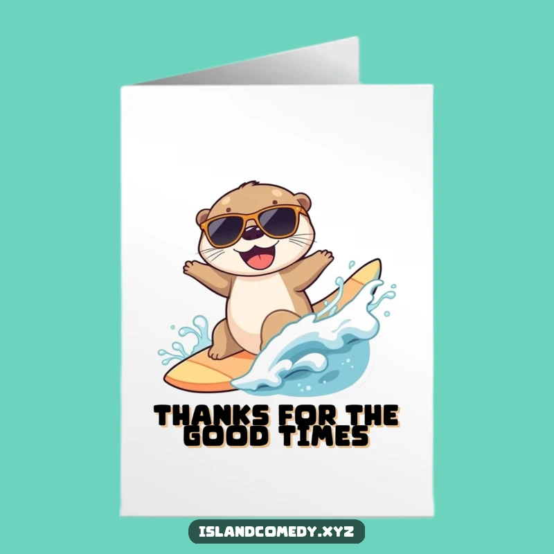 Free Printable Thank You Card: Cool Otter Surfing - Downloadable DIY